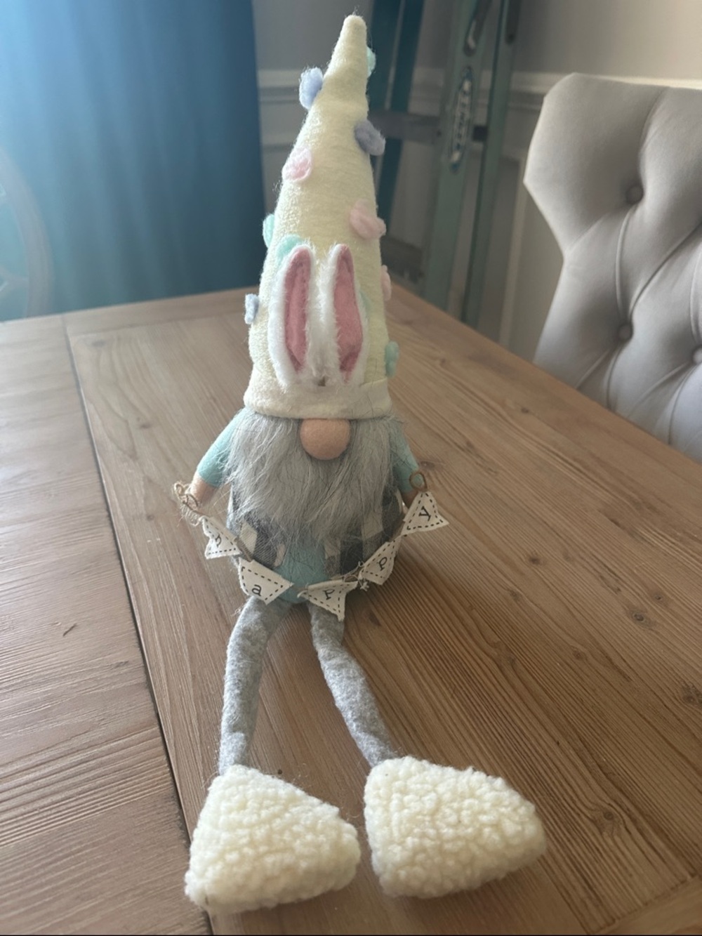 Mud Pie Pastel Bunny Gonk with Mint, Pink, Cream and Gray